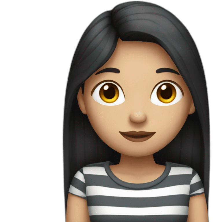 woman with dark long hair and striped shirt emoji