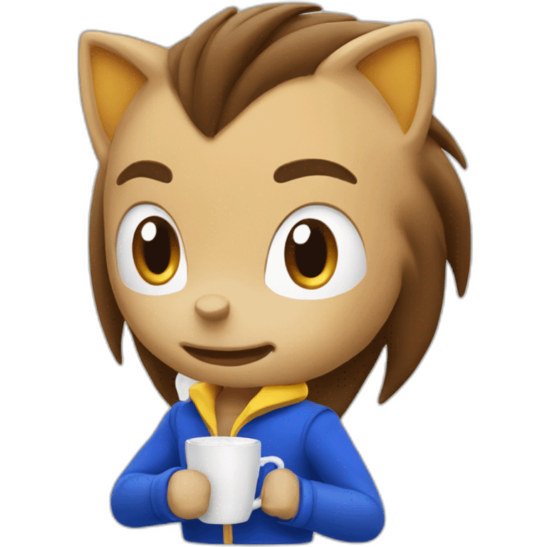 Sonic qui boit une café emoji