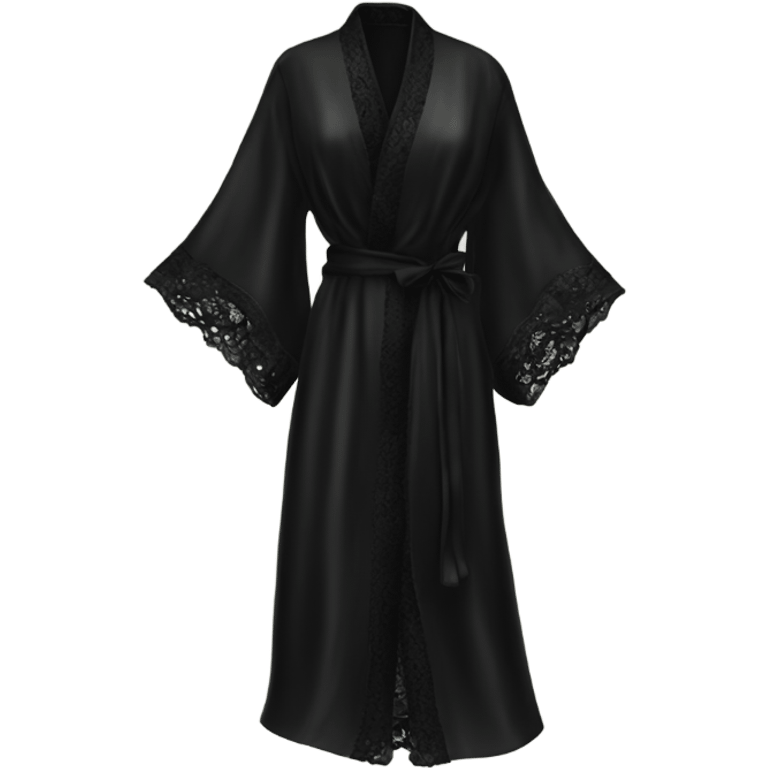 black silk robe with black lace emoji