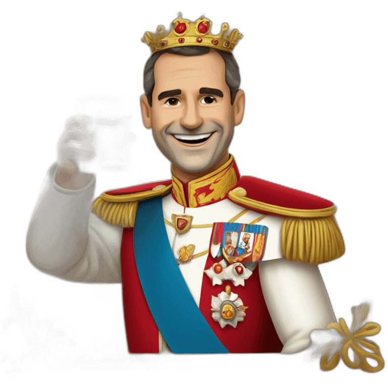 king Felipe VI drinking smiling and waving emoji