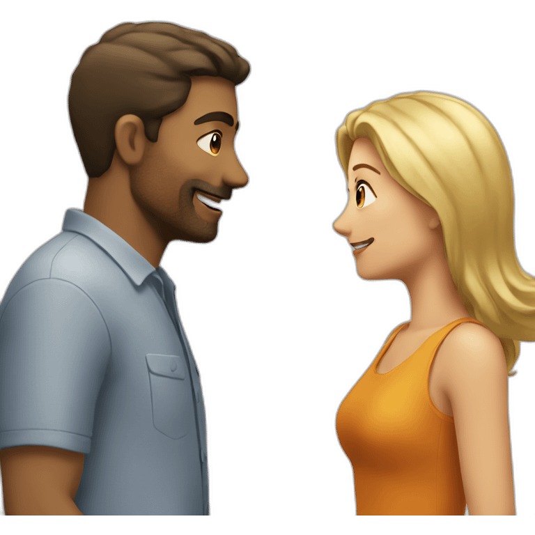 Man chatting a woman emoji