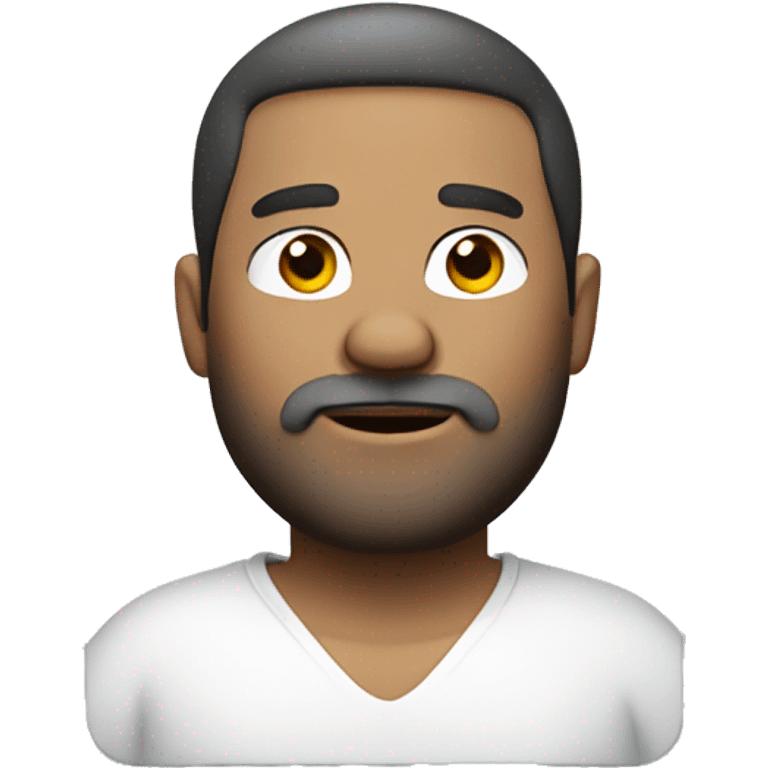 Fat guy beardless wearing white shirt and head cover emoji