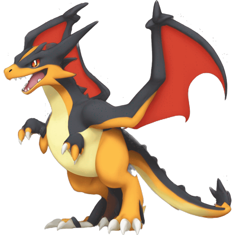 Anthro Cute cool black red white yellow nargacuga-Charizard sergal animal hybrid Fakemon full body emoji