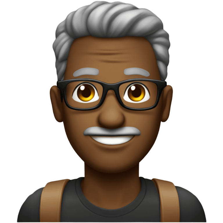 hombre de piel clara con el pelo tirado hacia adelante y con lentes ópticos negros y con color de ojos cafe emoji