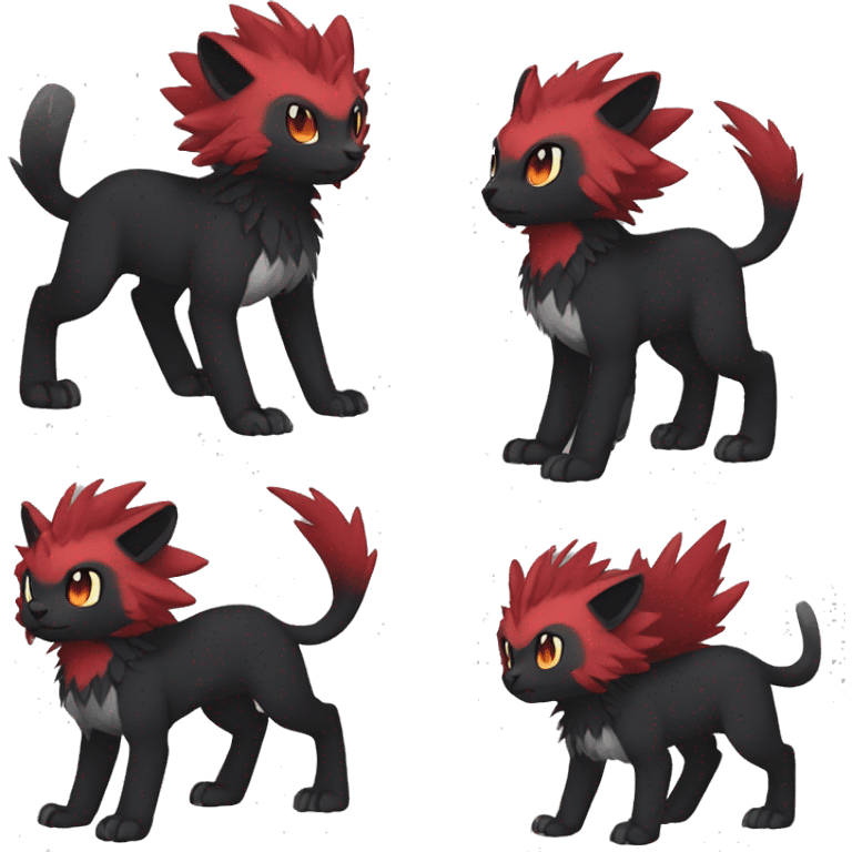 cute edgy black red animal hybrid Fakemon full body emoji