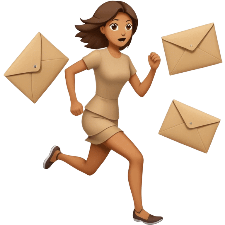 Woman running away from envelopes  emoji