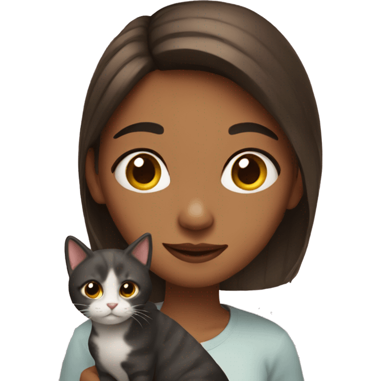 Girl with her cat emoji