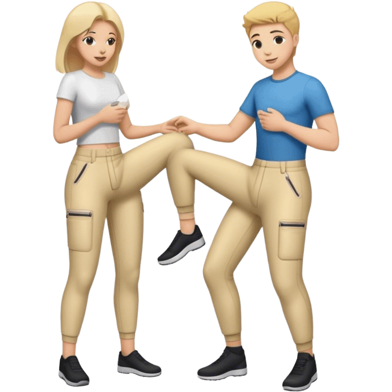 someone helping zip up someone else’s pants  emoji