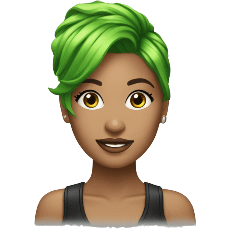 miss monique mimo green hair female dj emoji