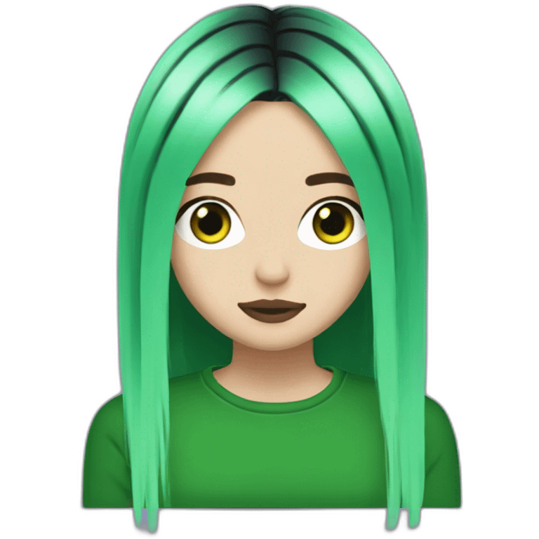 Billie Eilish black and green hair emoji