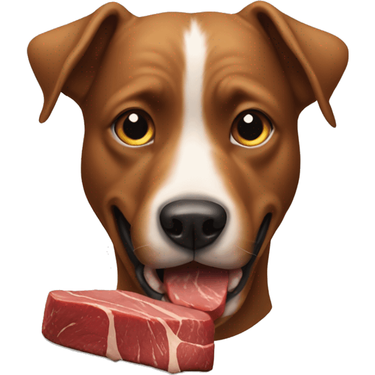 Dog eating steak emoji