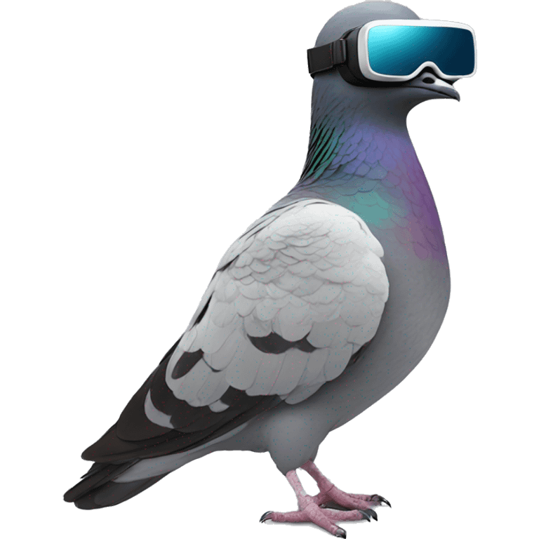 a pigeon with vr goggles front face emoji