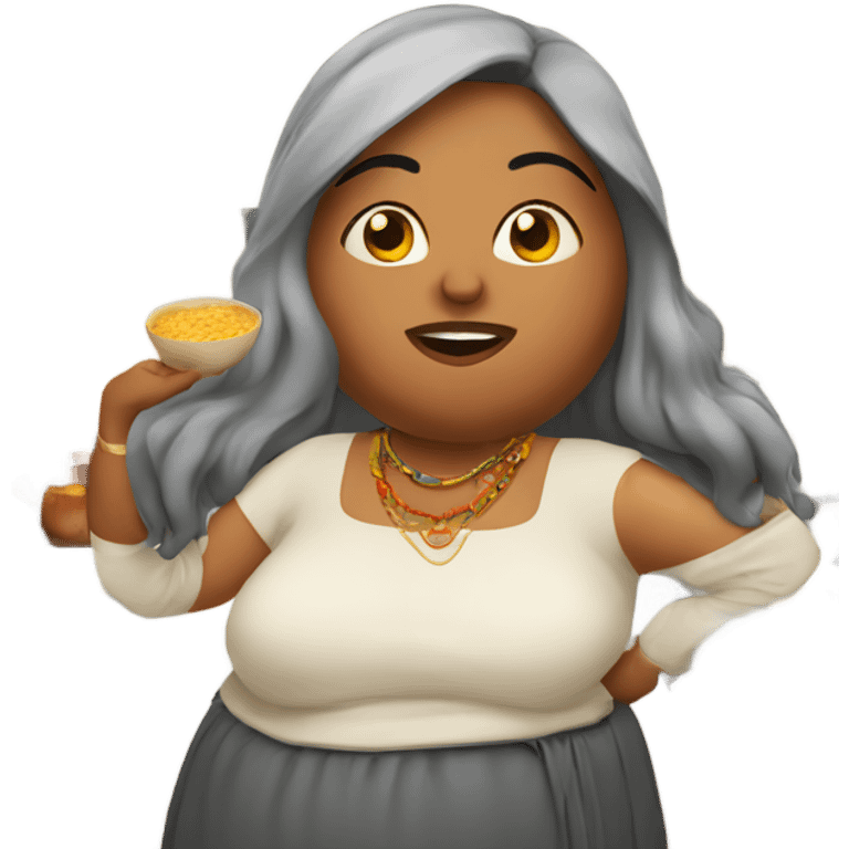 Fat indian Woman in kitchen  emoji