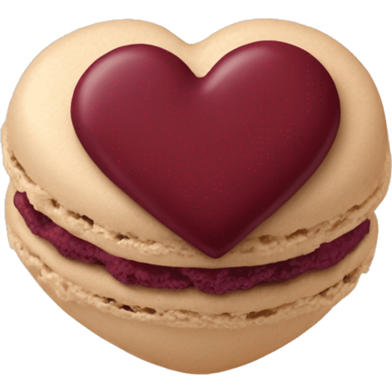 Heart shaped beige and burgundy macaroon emoji