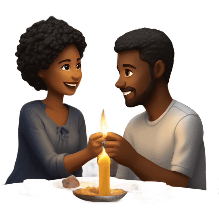 Hyper Realistic Romantic candlelit date, couple in love emoji