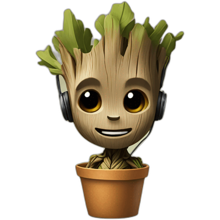 Groot listening to music emoji