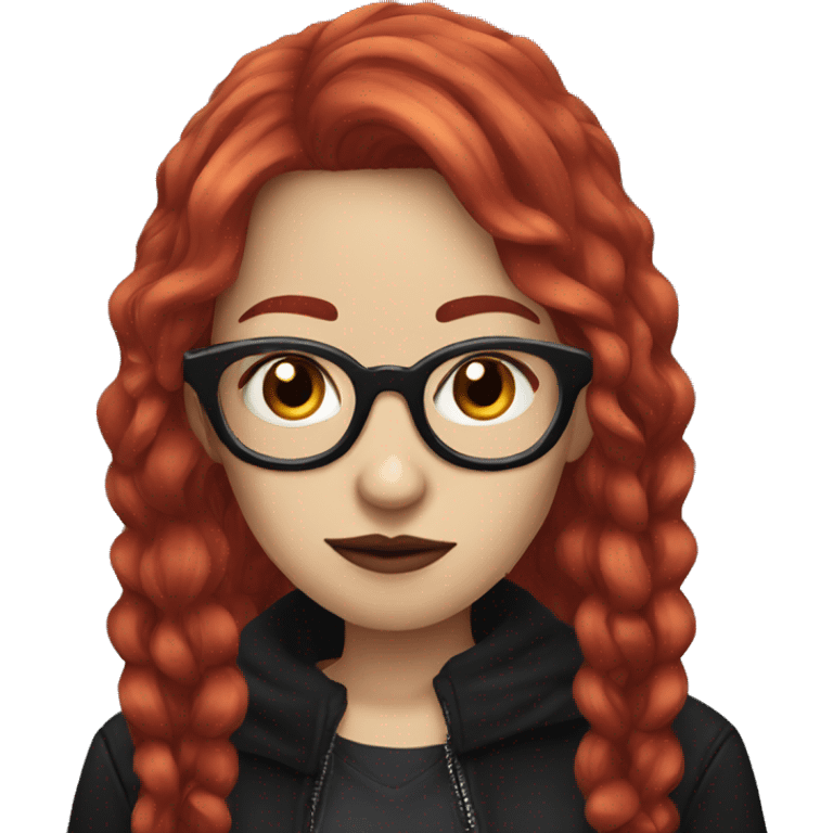 Red hair goth girl with glasses emoji