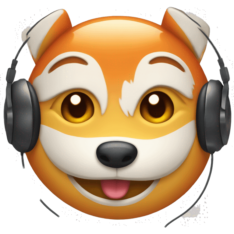 a winking smiley with red cheeks with fox ears and headphones emoji