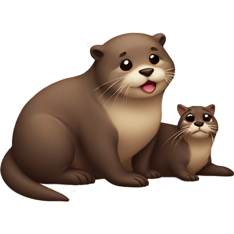 otter with fat cat emoji