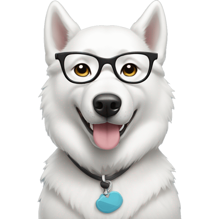 White husky with glasses emoji