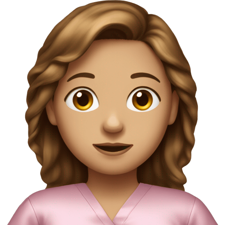 Girl with brown hair with silk pajamas on emoji