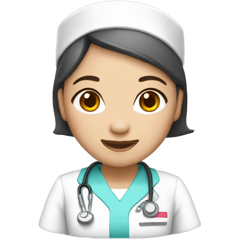 cute Asian nurse with smile, without hair emoji