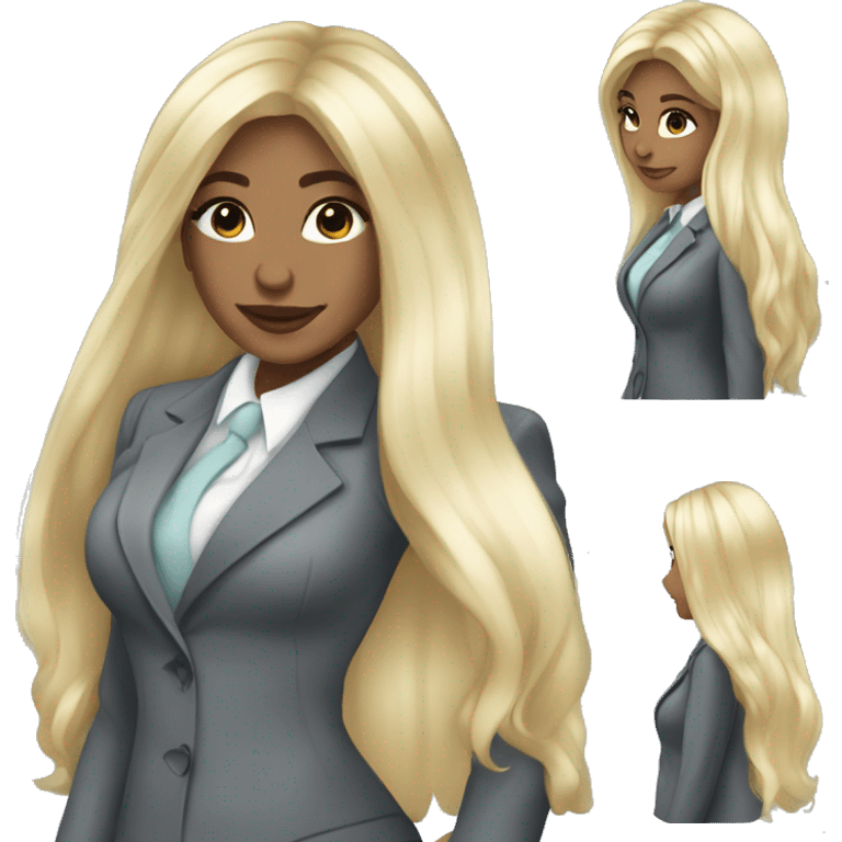 Blonde long hair Tiffany diamond seller in a grey suit emoji