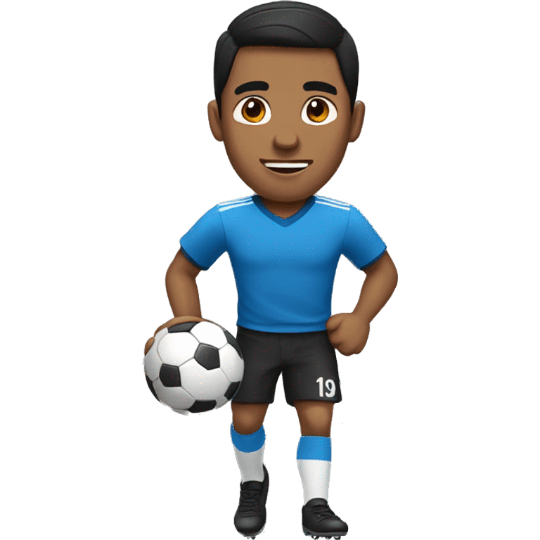 Generate a brown guy with black hair playing soccer  emoji