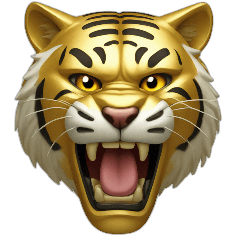 angry tiger made of gold emoji