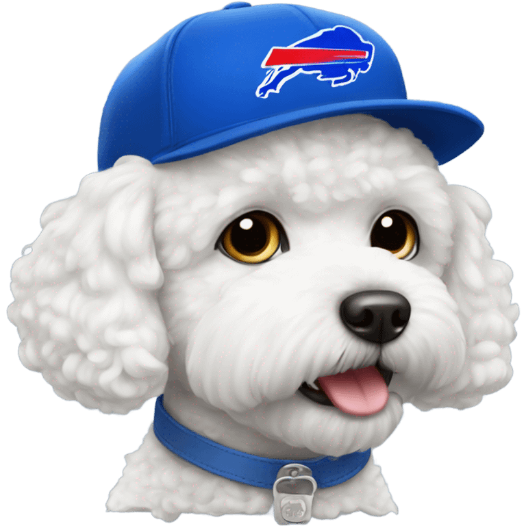 Bichon freis wearing a Bills hat emoji