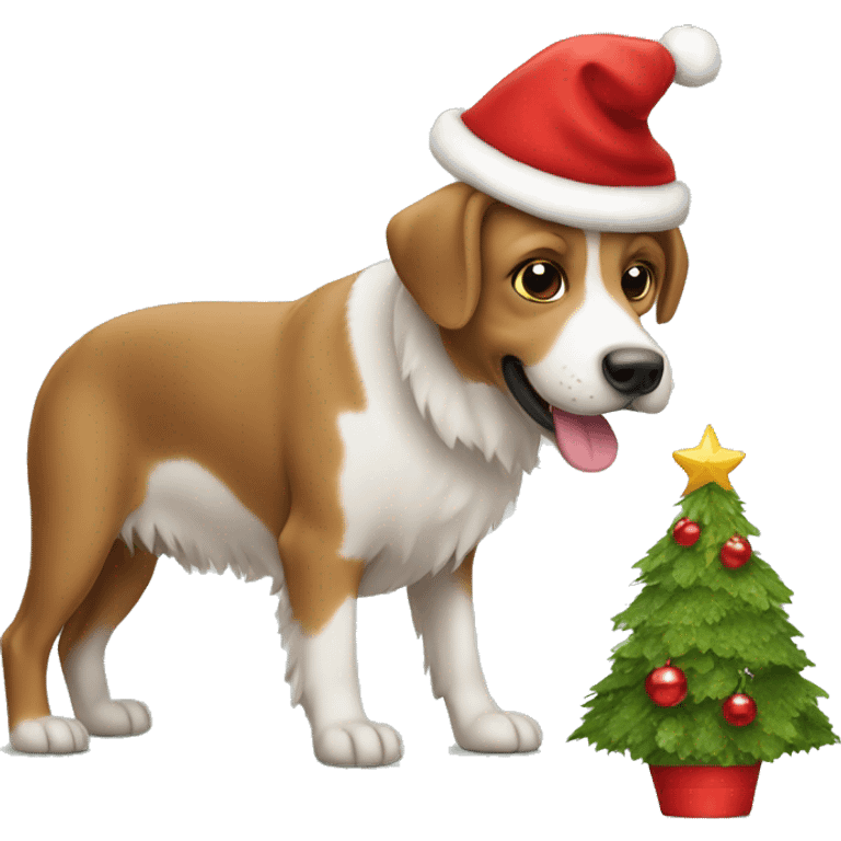 Hond met kerst muts  emoji