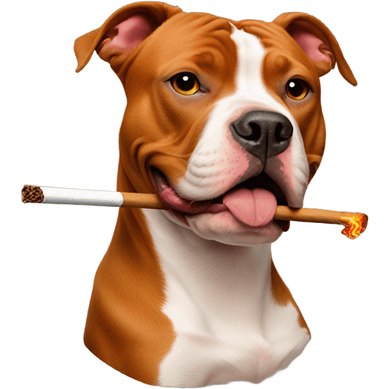 Red pit bull smoking a blunt  emoji