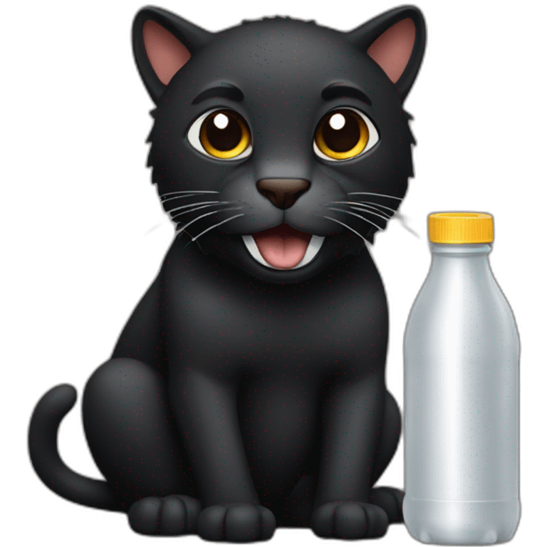 a black big cat with brown eyes holds a bottle cap in his mouth emoji