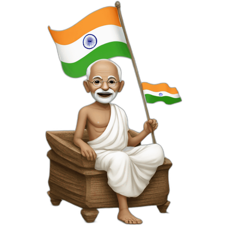 mahatama gandhi with indian flag emoji