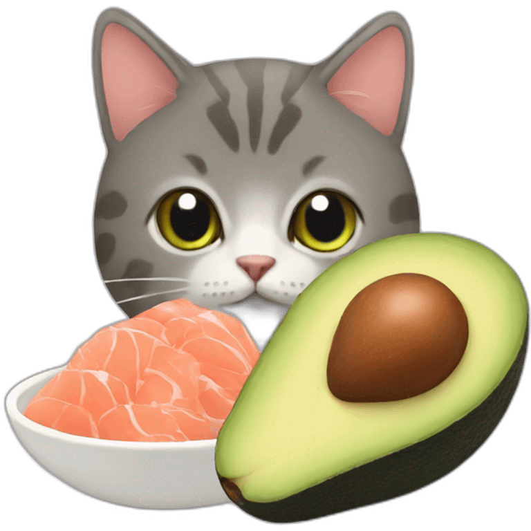 cat with avocado and salmon emoji