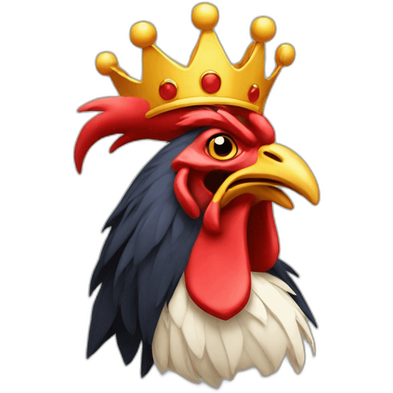 howling rooster with a crown on its head emoji