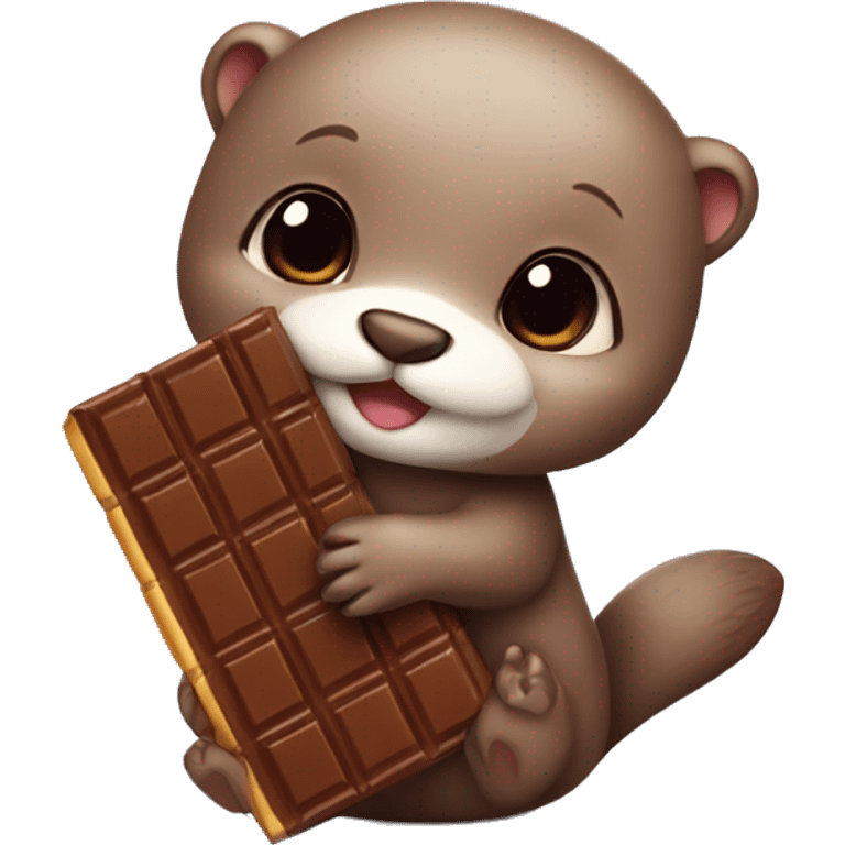 Cute Baby otter holding a huge chocolate bar  emoji