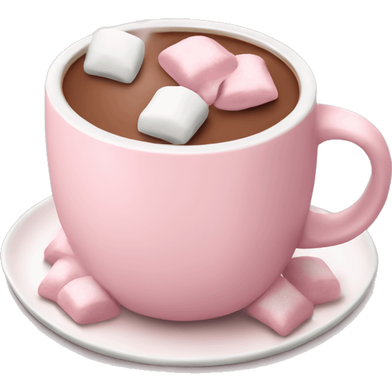 Light Pink mug of hot chocolate with marshmallows  emoji