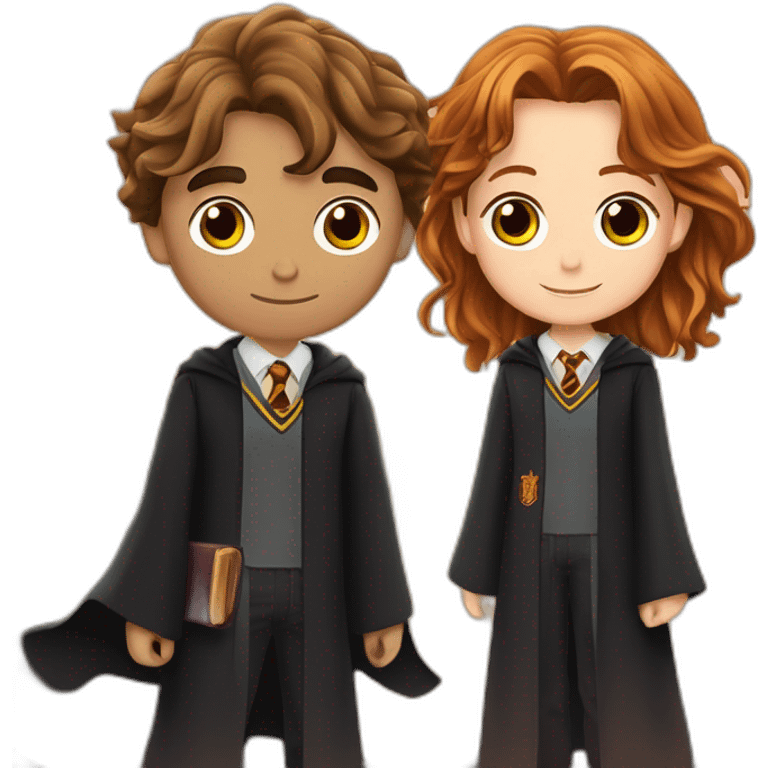 harry potter with ron weasley and hermoine granger sunset in background emoji