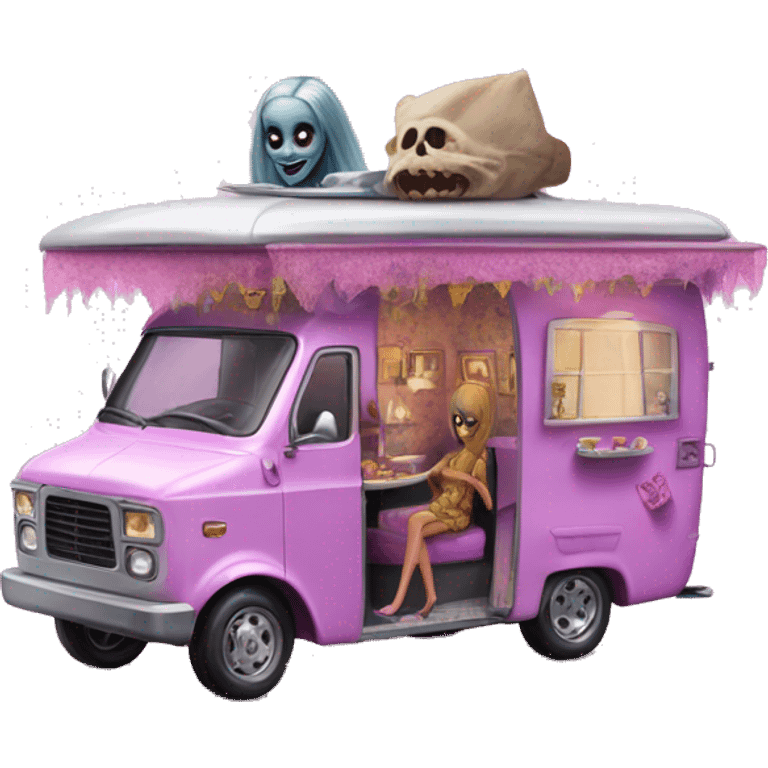 Haunted Barbie dream house Caravan tuk tuk  emoji