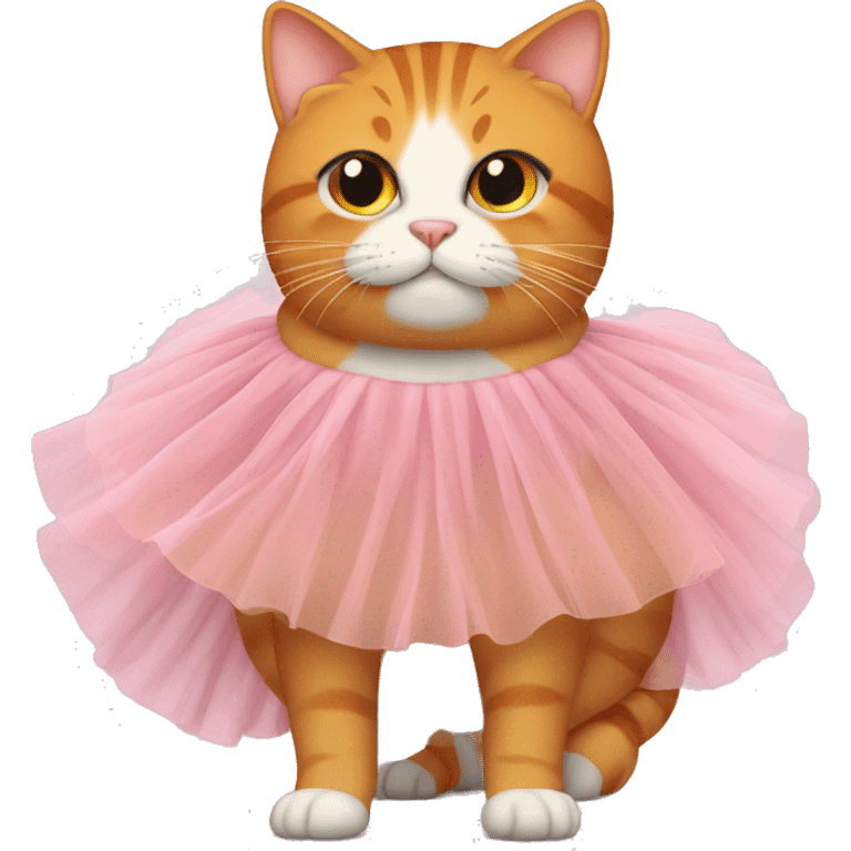 Fat orange tabby cat wearing a tutu emoji