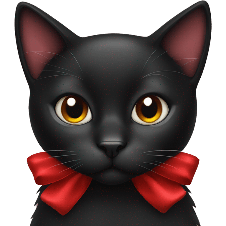 Black cat with red bow emoji