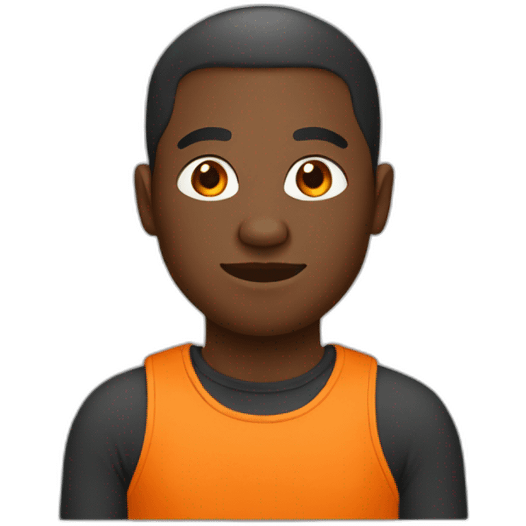 Black man with teeshirt White orange emoji