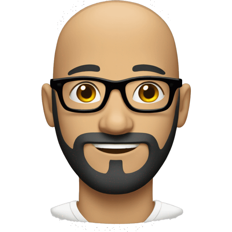 bald man with black beard and black rimmed glasses emoji