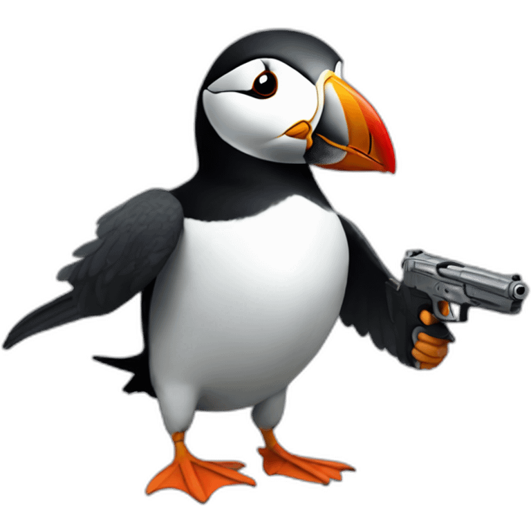 Puffin with gun emoji