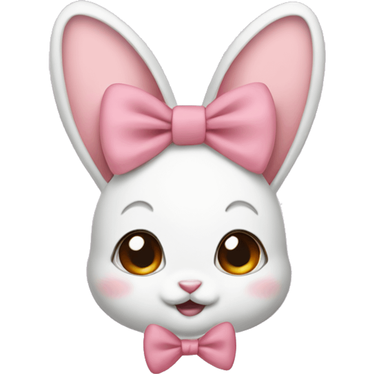 Baby bunny with coquette bow on ear emoji