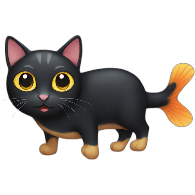 Black cat with fish emoji