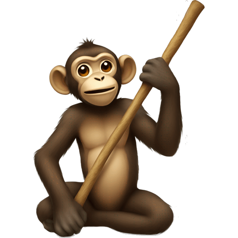 Monkey with stick emoji