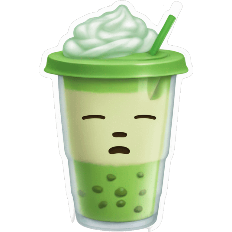 Iced Matcha latte sippy lid emoji