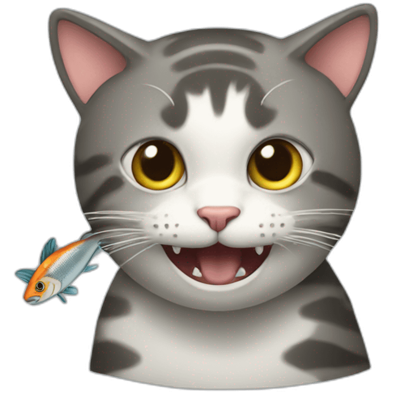 cat eating a fish emoji